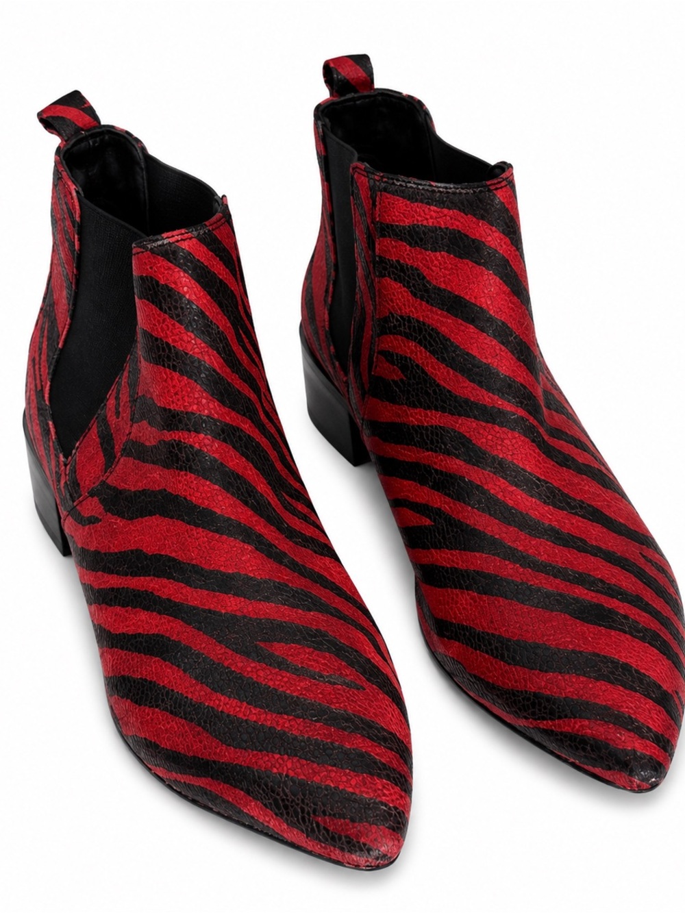 Tildon Red and Black Zebra-Print Ankle Booties